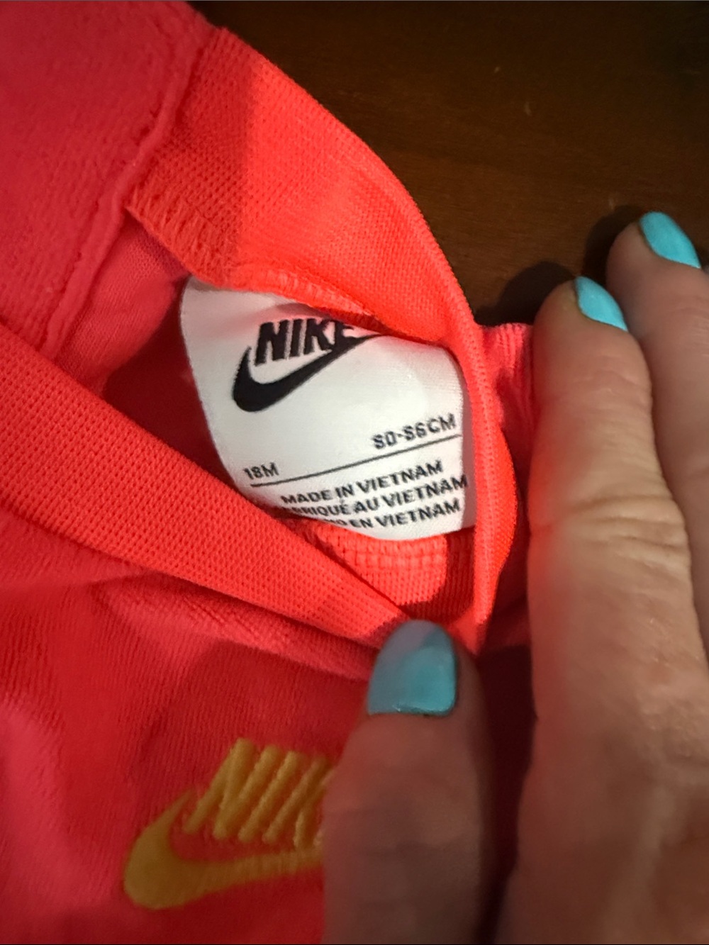 Nike Bright Coral Velour Crop Top and Shorts Set with Yellow Accents - Picture 2 of 4